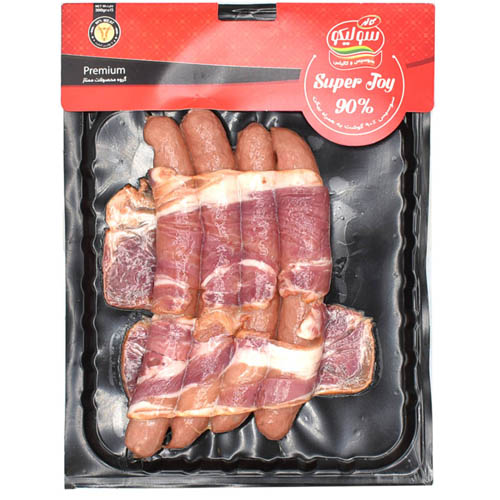 سوسیس سوپر جوی (بیکن پیچ )دار فرش90درصد 300گرم سولیکو کاله( 14220) - 